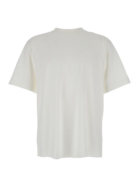 White Crewneck T-shirt With Tonal Ekd Logo Embroidery In Cotton Man