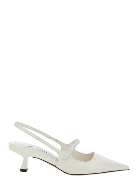 'Didi 45' White Décolleté with Low Stiletto Heel in Leather Woman