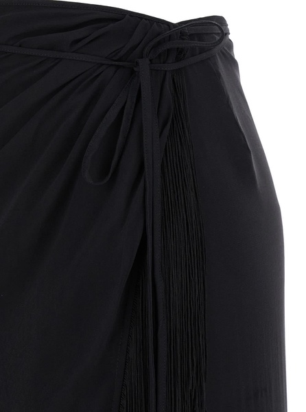 Black Sarong Skirt In Silk Stretch Woman