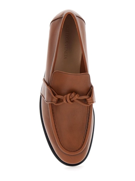 Bottega Veneta Brown Loafers With Knot Detail On The Front In Leather Man