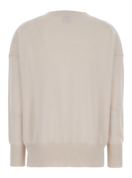 Beige Crewneck Sweater In Cashmere Woman