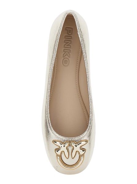 'gioia 03' Metallic Ballet Shoes With Love Birds Diamond Cut Logo In Laminated Leather Woman