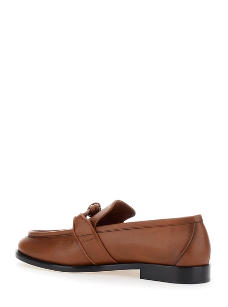 Bottega Veneta Brown Loafers With Knot Detail On The Front In Leather Man