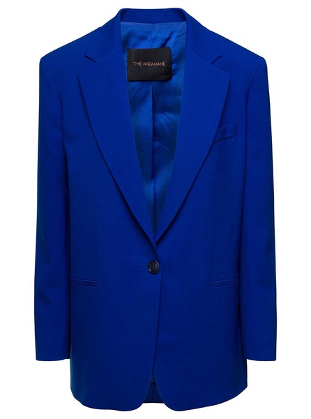 'guia' Oversized Electric Blue Single-breasted Jacket In Viscose Blend Woman