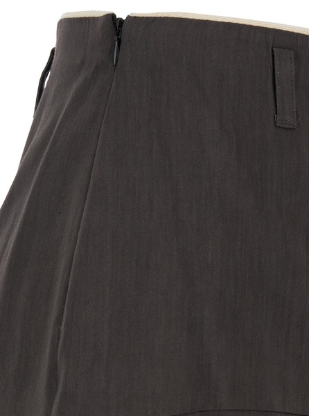 'sweet' Brown Asymmetric Skirt With Side Zip Closure In Linen And Viscose Blend Woman