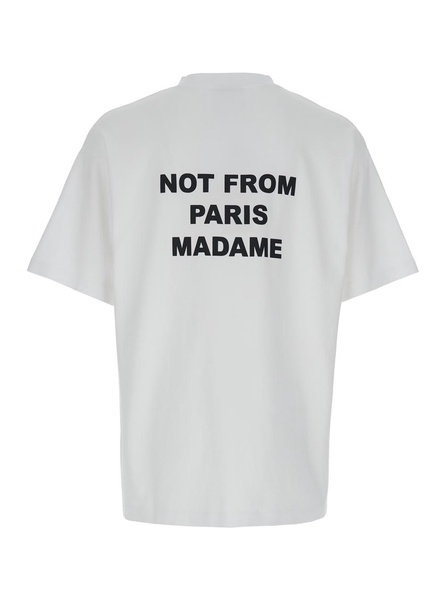 White Crewneck T-shirt With Slogan Print On The Front And Back In Cotton Man