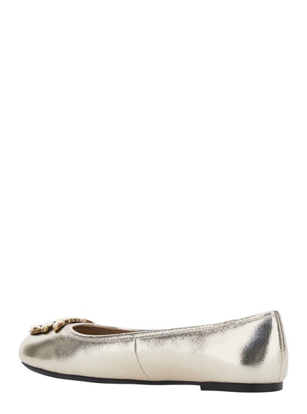 'gioia 03' Metallic Ballet Shoes With Love Birds Diamond Cut Logo In Laminated Leather Woman