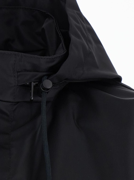 Balenciaga Black Jacket With Drawstring Hood And Maxi Logo Lettering Print On The Rear In Tech Fabric Man