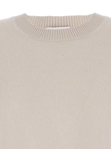 Beige Crewneck Sweater In Cashmere Woman