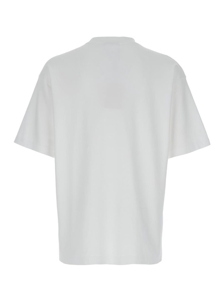 'slogan Classique' White Classic T-shirt With Logo Print In Cotton Blend Man