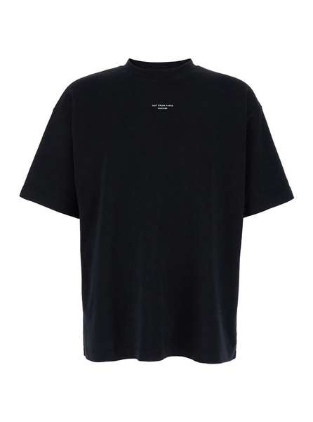 'slogan Classique' Black Classic T-shirt With Logo Print In Cotton Blend Man