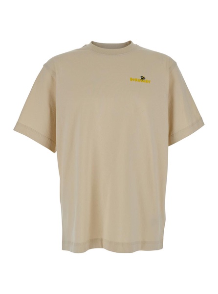Beige T-shirt With Maxi Bee Print On The Back In Cotton Man