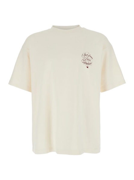 Beige T-shirt With Logo On The Front And Maxi Logo On The Back In Cotton Man