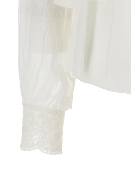 White Shirt With Layered Design And Draped Details In Viscose Woman