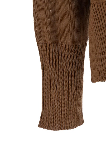 Brown Crewneck Sweater With Ribbed Trims In Cotton Woman