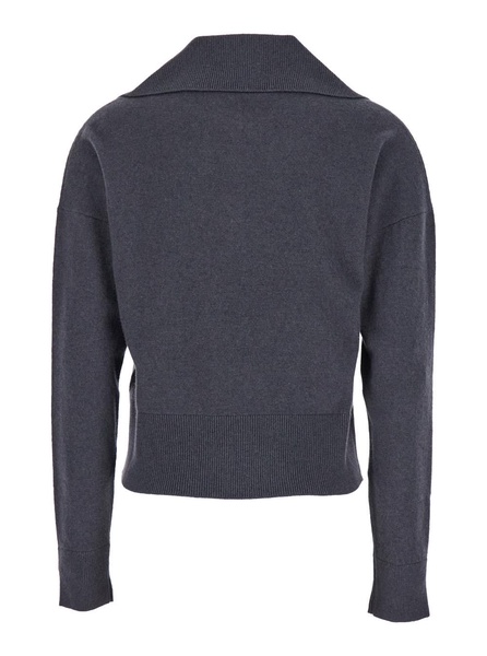 Grey Sweater With Sailor Collar In Wool Blend Woman