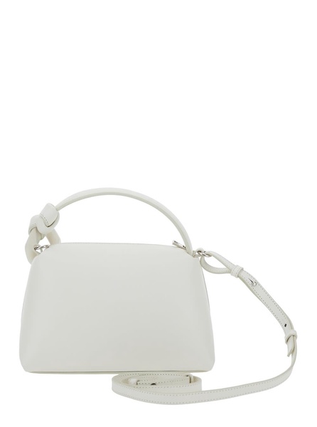 'small Corner' White Handbag With Removable Shoulder Strap In Leather Woman