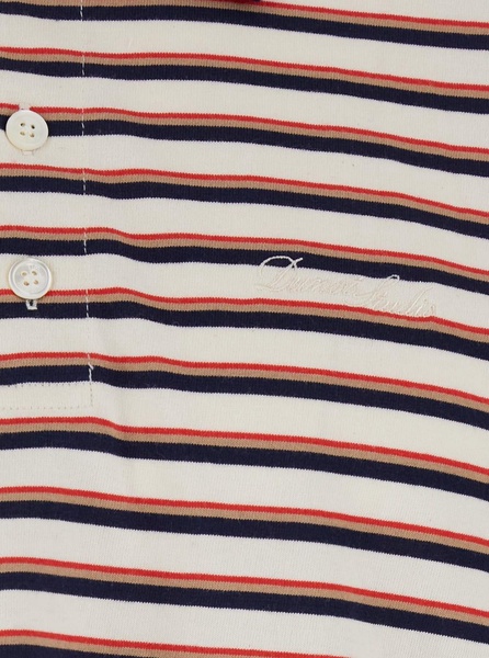 Multicolor Polo Shirt With All-over Striped Motif And Logo Embroidered On The Front In Cotton Man