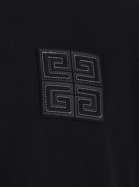 Givenchy Black Crewneck T-Shirt With 4G Logo Application On Chest In Cotton Man