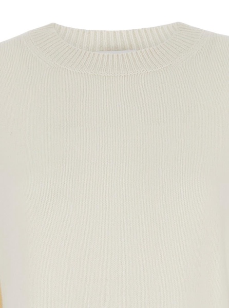 White Relaxed Crewneck Sweater In Cashmere Woman