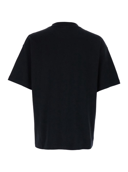 'slogan Classique' Black Classic T-shirt With Logo Print In Cotton Blend Man