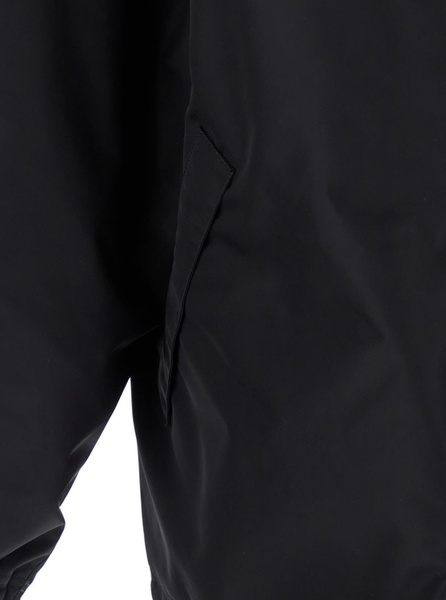 Balenciaga Black Jacket With Drawstring Hood And Maxi Logo Lettering Print On The Rear In Tech Fabric Man