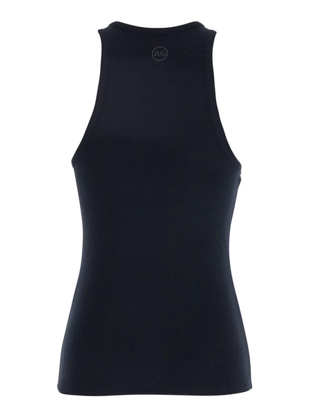 Black Top With Logo Printed On The Back In Modal Blend Woman