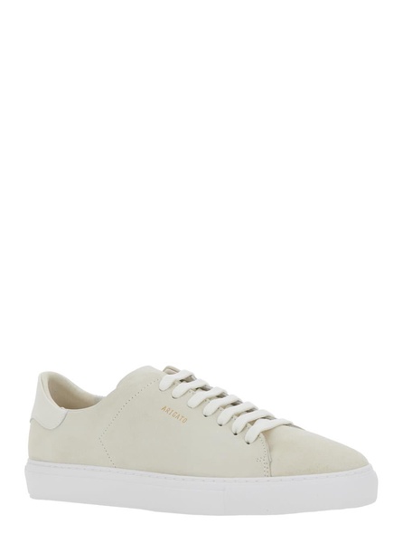 'clean 90' Beige Low Top Sneakers With Logo Lettering On The Side In Suede Man