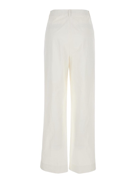 White Wide Pants In Cotton Blend Woman