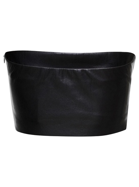 Black Bandeau Tube Top Crop Faux Leather In Polyester Woman