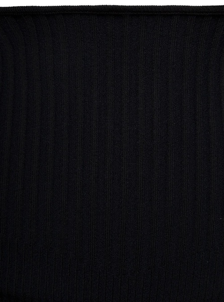 Black Ribbed Body-suit With Cut-out Detail And Halterneck In Viscose Blend Woman