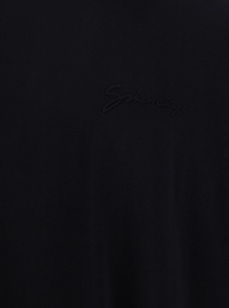 Givenchy Black Crewneck T-Shirt With Embossed Logo On Front In Cotton Man