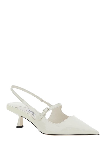 'Didi 45' White Décolleté with Low Stiletto Heel in Leather Woman