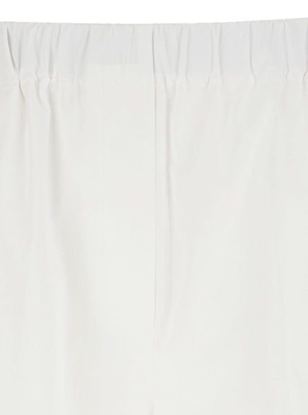 'steven' White Pants With Elastic Waist And Wide Leg In Cotton Stretch Woman