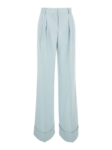 The Andamane Light Blue Straight Pants With Pinces  In Line Blend Woman