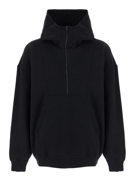 Saint Laurent Black Hoodie With Logo Lettering Embroidery In Cotton Man