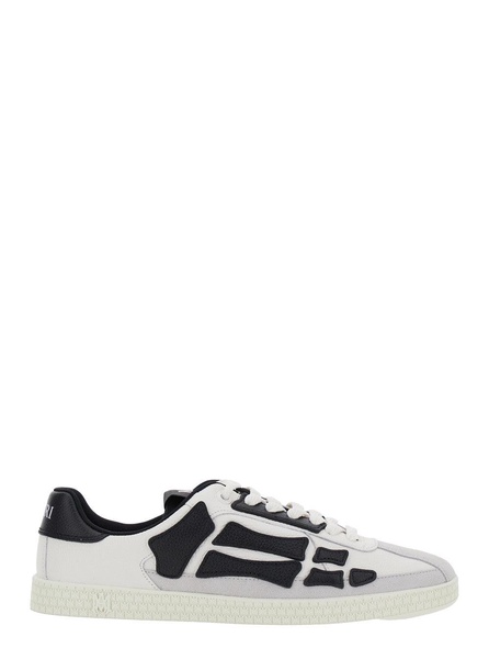 Amiri 'Pacific Bones' White And Black Sneakers With Contrasting Side Patches And Logo Patch On The Tongue In Leather Man