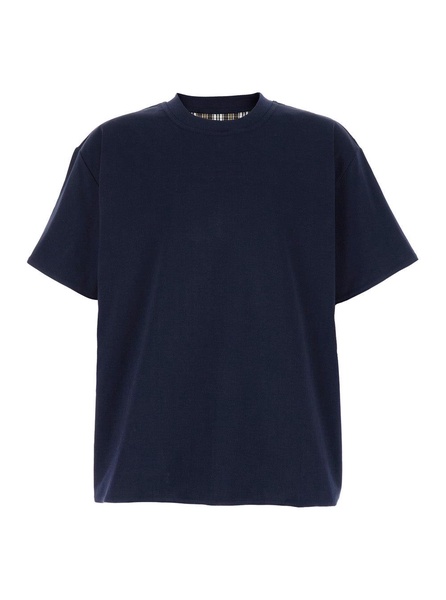 Bottega Veneta Blue Double-Layer T-Shirt With Log Embroidery In Cotton Man