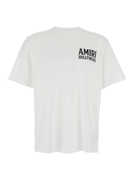 Amiri 'Jazz Wolf' White Crewneck T-Shirt With Logo Lettering On The Front And Maxi Print On The Rear In Cotton Man