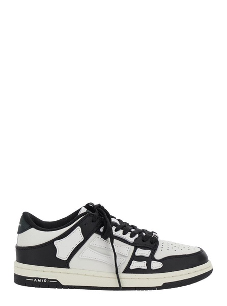 Amiri 'Skel Top Low' Black And White Sneakers With Logo Patch On Thetongue And Contrasting Details On The Side In Leather Woman