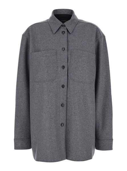 The Andamane 'Tina' Grey Oversize Shirt In Wool Woman