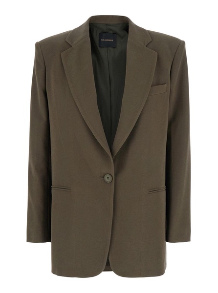 The Andamane 'Guia' Green Single-Breasted Jacket With Notched Revers And Shoulder Pads In Wool Blend Stretch Woman