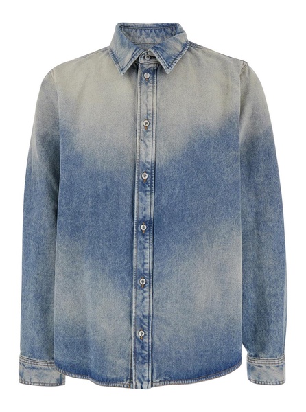 Amiri Light Blue Shirt With Used Effect In Denim Man