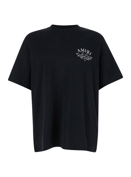 Amiri Black Crewneck T-Shirt With Amiri Arts District Logo Print In Cotton Man
