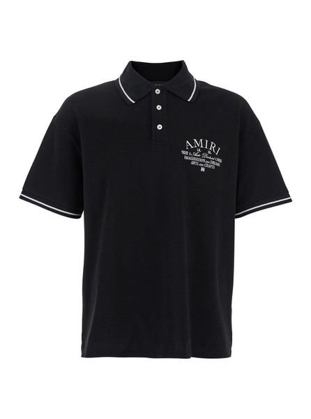 Amiri Black Polo Shirt With Classic Collar And Logo Embroidery On Front And Rear In Cotton Man