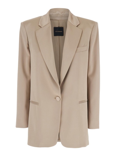The Andamane 'Guia' Beige Single-Breasted Jacket With Notched Revers And Shoulder Pads In Wool Blend Stretch Woman