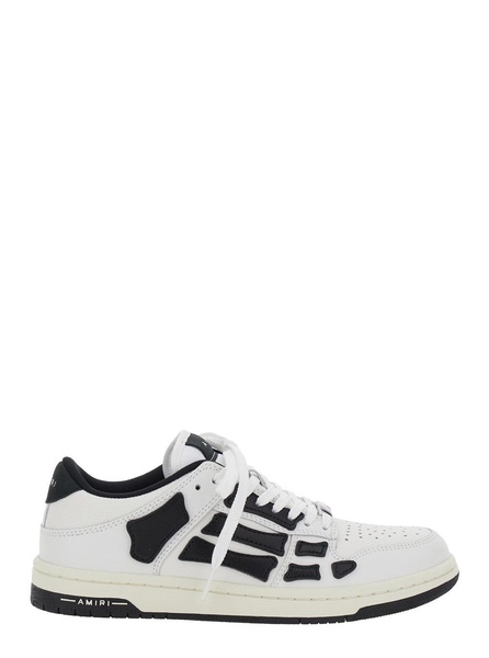 Amiri 'Skel Top Low' White And Black Sneaker With Logo Patch On The Tongue And Contrasting Details On The Side In Leather Woman