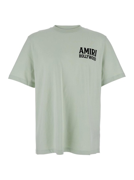Amiri 'Jazz Wolf' Green Crewneck T-Shirt With Logo Lettering On The Front And Maxi Print On The Rear In Cotton Man