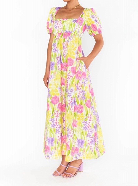 smitten midi dress in blooming tulips