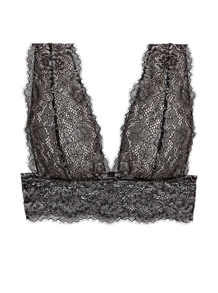 pret-a-porter longline bralette in black/stone